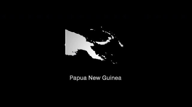 Papua new guinea map revealing with colorful glitch digital effects