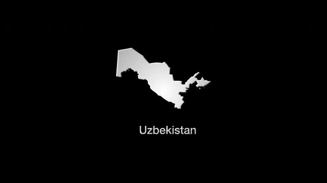 Uzbekistan map animation revealing country borders