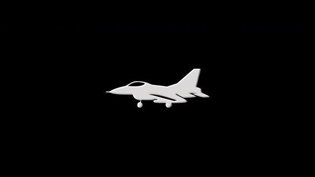 Military fighter jet flying with digital pixel disintegration effect