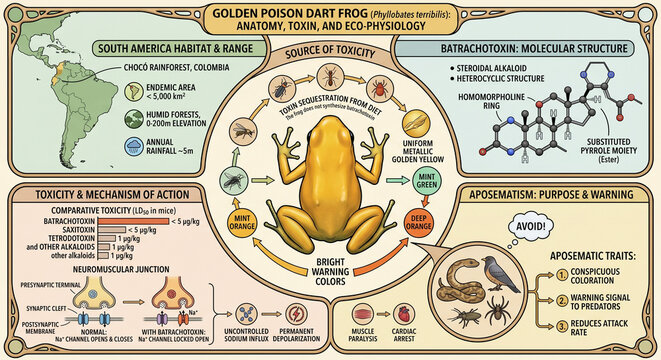 Golden poison dart frog reveals secrets of toxicity and vibrant nature