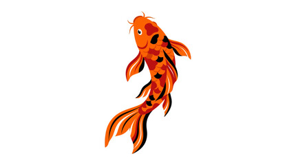 Fototapeta premium Vibrant Orange Koi Fish Illustration with Black and Red Spots, Isolated on White