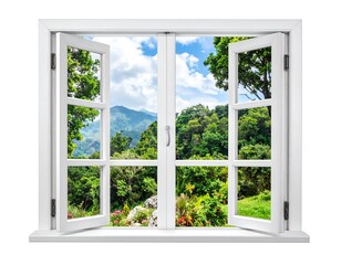 Fototapeta premium Window View Green Paradise.
