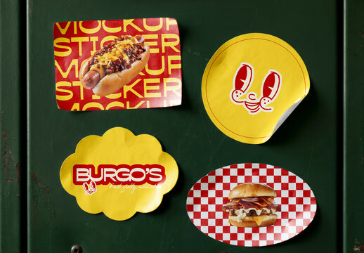 Sticker Mockup on Metal Locker