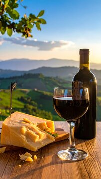 Wine  Cheese in Italy.