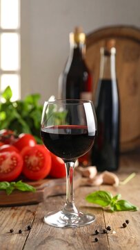 Wine and food still life.