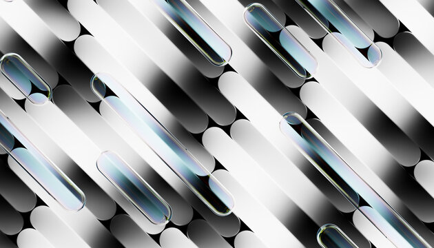 Abstract Black and White Glossy Capsule Pattern 