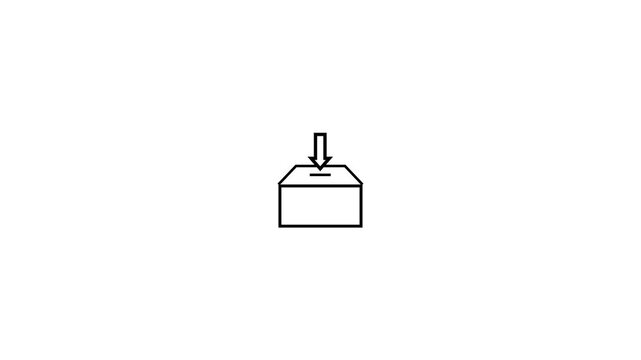 Simplified graphic of an election box with an arrow representing the voting process for citizens.