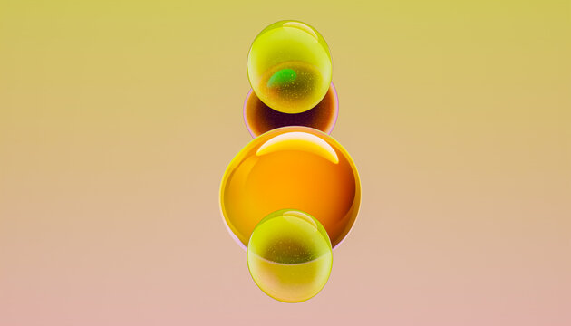 Abstract Colorful Bubbles And Glossy Spheres Floating 