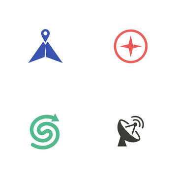 High-angle shot of four different icons in a 2x2 grid