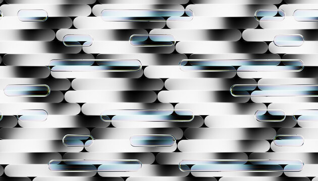 Abstract Black and White Glossy Capsule Pattern 