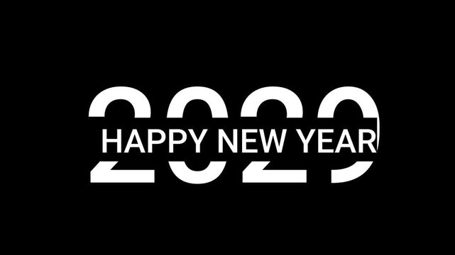 Numbers 2020 presented in a stark white font on a black background announce the beginning of the year with a simple graphic style suitable for various seasonal digital projects and event headers.