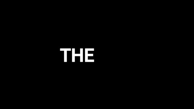 Text displaying the word THE appears centered against a solid black background to provide a clear and minimalist graphic design element for various digital media projects and creative visual.