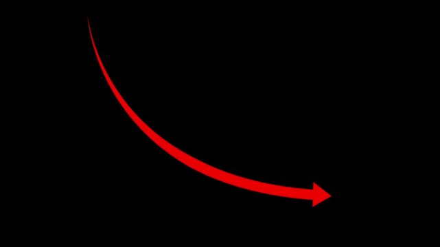 Descending Red Arrow Animation On Black Background Stock Video For Business Reports