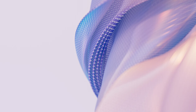 Abstract Ribbon 3D Wave Sculpture With Soft Flowing Fabric.