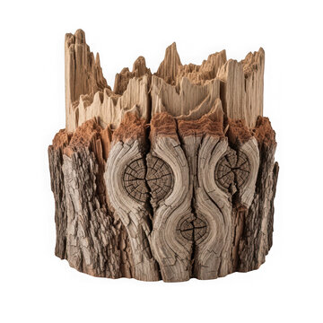 tree stump with cracked surface and rings