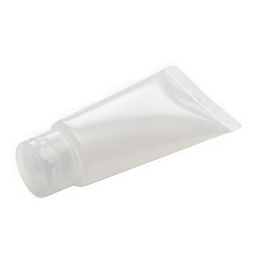 white cosmetic tube with cap and ribbed texture