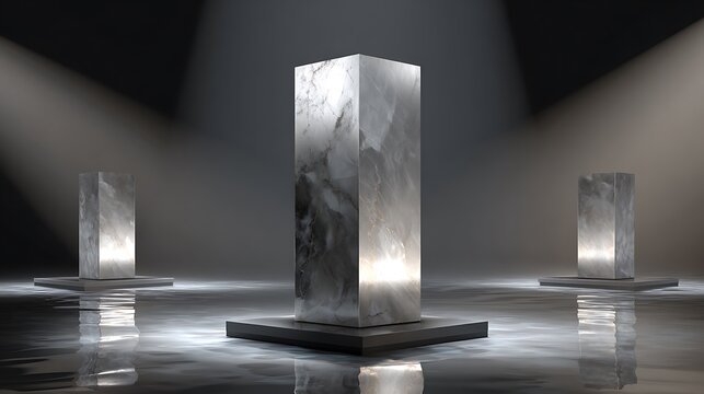 Minimalist black and white geometric cube on dark background