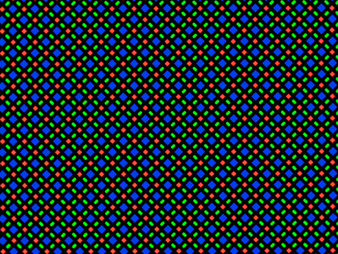 OLED smartphone screen pixels under the microscope