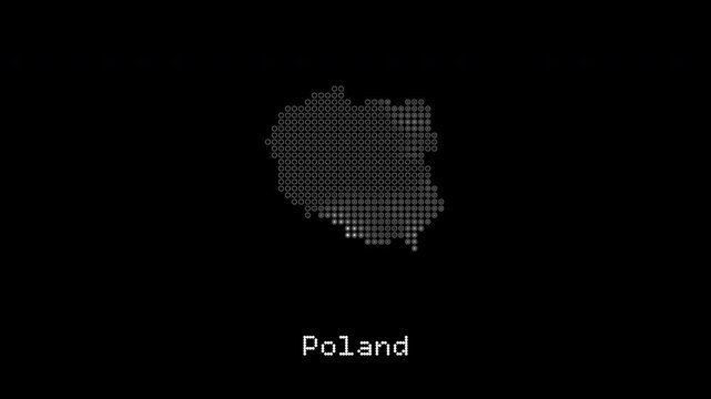 Poland country map changing effect on black background