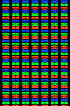 Microscopic view of RGB subpixels on LCD tablet screen