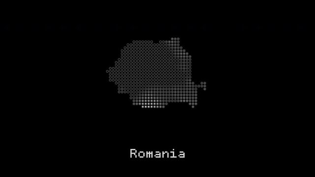 Romania digital country map animation display
