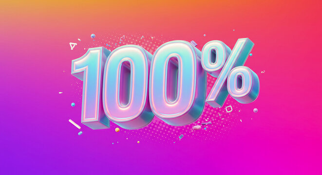 3D Cartoon Gradient 100 Percent Text Effect