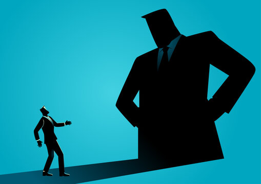 Small Business vs Giant Competitor Illustration, Startup Facing Large Corporation, Business Competition, Market Dominance and Intimidating Competitor Concept