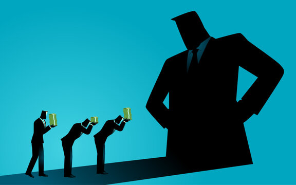 Corporate Greed Illustration, Big Business Dominance, Money and Power, Government Tax, Monopoly, Corporate Influence and Economic Power Concept