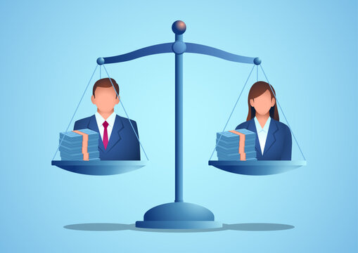 Equal Pay Illustration, Gender Pay Equality, Equal Salary, Pay Equity, Workplace Equality, Fair Compensation and Wage Equality Concept