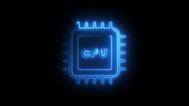 animated icon of processor in trendy style, premium vector ,Technology multicolor CPU circuit board background. Computer motherboard with CPU icon , neon line Computer processor icon..