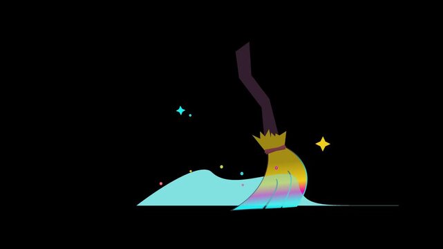 Magical Star Dust and Broom Sweep Animation with Alpha Channel