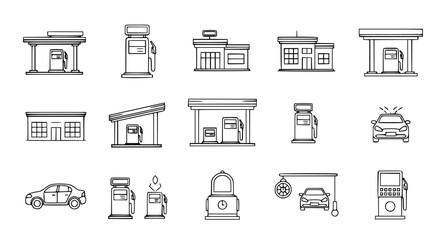 Fototapeta premium Gas Station and Parking Icons