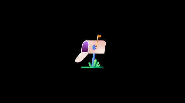 Mailbox Opening with Letters Dropping on Transparent Background