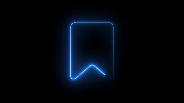 Glowing neon line bookmark save icon animation. representing saved pages, reading list, favorites, quick access, marked items, Glowing neon line bookmark save icon.