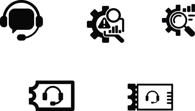 Modern tech support and tools icon set