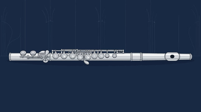 Flute instrument musical silver shiny drawing illustration