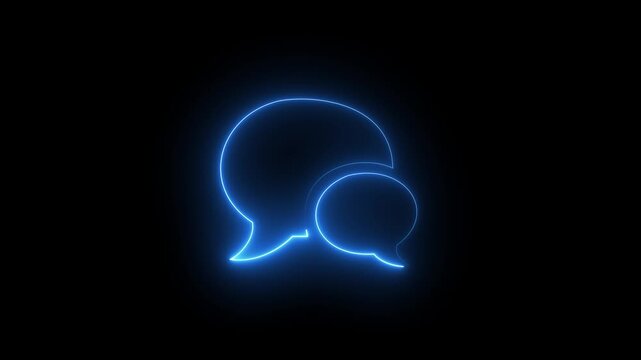 Seamless loop animated speech bubble with four tone neon color 4K video motion graphic isolated on transparent background. Futuristic light effect for overlay element.