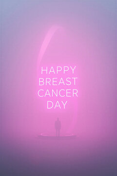 Breast Cancer Day Awareness - Woman Silhouette with Pink Ribbon