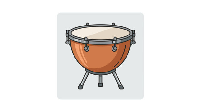 Brown cartoon timpani on stand musical instrument