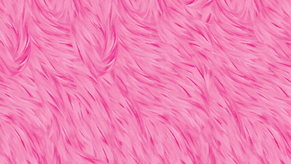 Fototapeta premium Abstract Macro Close-up of Synthetic Bright Pink Faux Fur Fibers With Dynamic Directional Flow Patterns