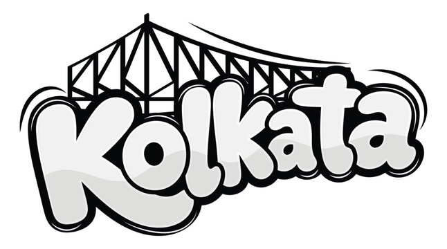 Kolkata West Bengal India Typography City of Joy Vector Illustration	