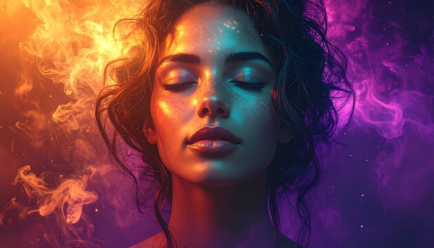 Woman in Colored Smoke.