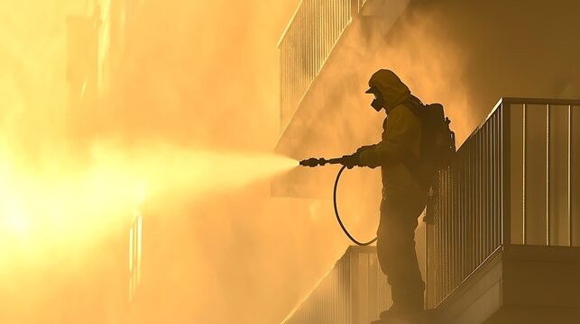 Firefighter battling blaze