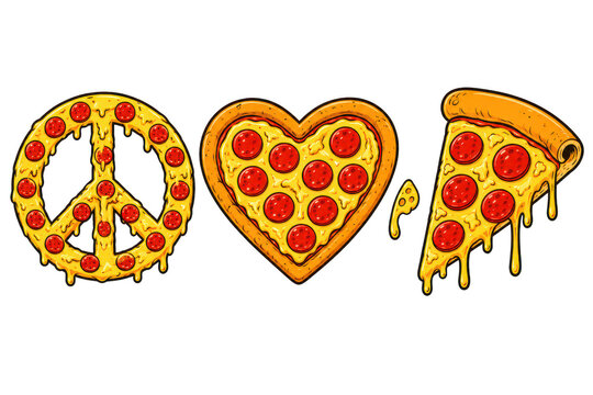 Fun pizza peace love heart slice