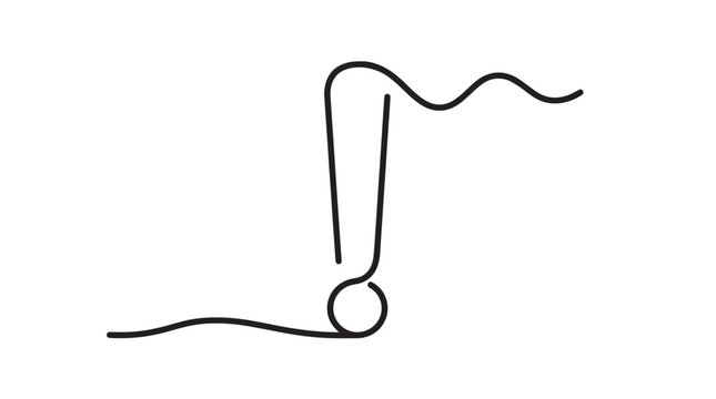 Exclamation mark, punctuation symbol, vector icon, line art