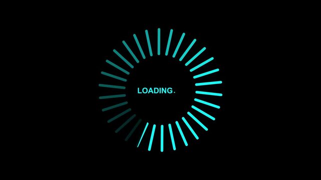 Loading bar line progress loop Animation video with alpha channel. animated circle loading background video icon. Simple rotating loader icon shows waiting and processing status.