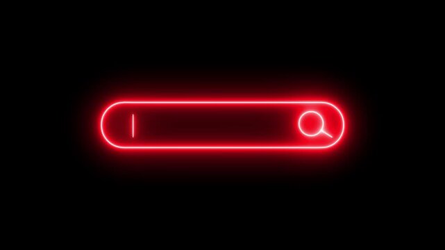 Glowing neon Search Bar Interface Pop Up Animation, Magnify Icon. Animation of Searching bar, Search bar field blank web internet animation , Internet Web Browser Search Bar Animation