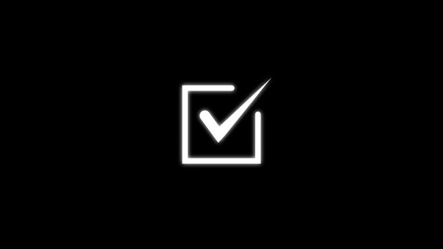 Approval Symbol Animation Square with Tick, Flat Design Check Mark in Square Outline Animation, Checkmark animation in a green circle. Isolated on a white background.