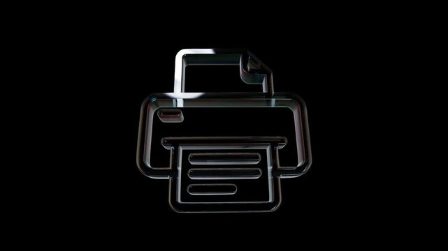 Shiny glass printer icon with a glossy 3d effect for modern office technology websites 3D Icon