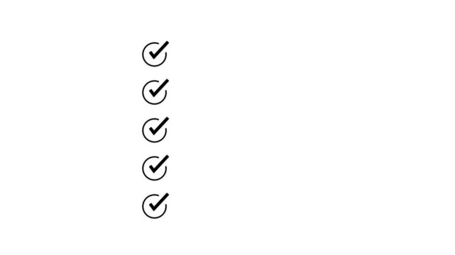 Checklist concept - checklist box with red check mark, Motion graphics of tick mark concept, Collection of line art checklist animation with checkmarks , Animated checklist with green checkmarks